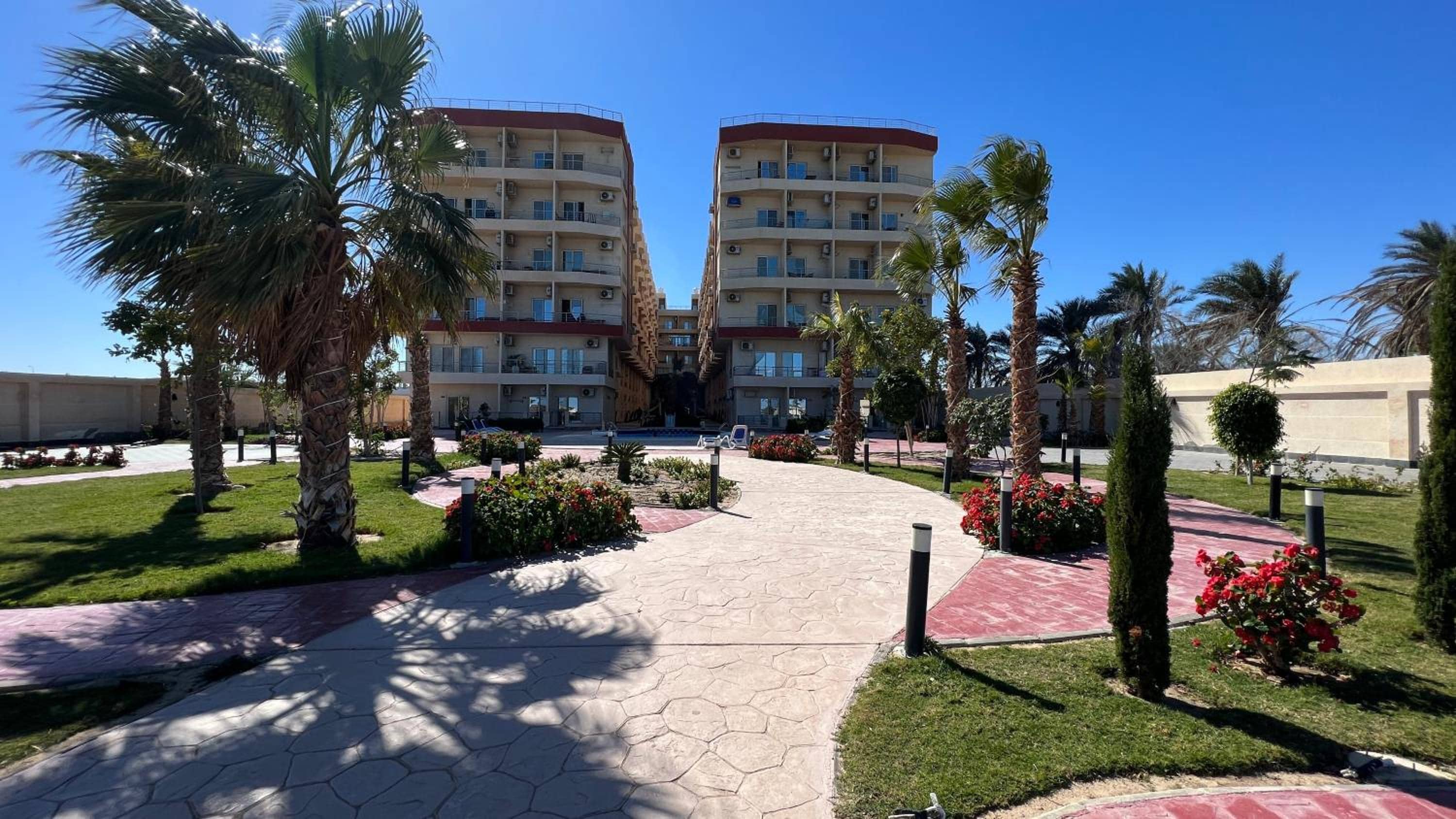 Casablanca beach resort, first line with private beach and swimming pools,